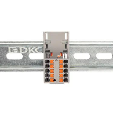 Блок распределительный с верт. адаптером на рейки шириной 15/35мм, зажим push-in, 10 точек подключения 2,5 кв.мм, серый