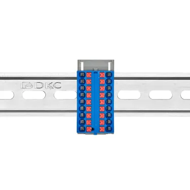 Блок распределительный с верт. адаптером на рейки шириной 15/35мм, зажим push-in, 18 точек подключения 2,5 кв.мм, синий