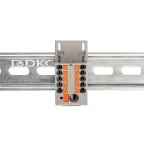 Блок распределительный с верт. адаптером на рейки шириной 15/35мм, зажим push-in, 1 ввод 6 кв.мм, 10 точек подключения 2,5 кв.мм, серый