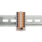 Блок распределительный с верт. адаптером на рейки шириной 15/35мм, зажим push-in, 1 ввод 6 кв.мм, 18 точек подключения 2,5 кв.мм, серый