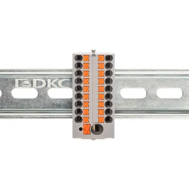 Блок распределительный с верт. адаптером на рейки шириной 15/35мм, зажим push-in, 1 ввод 6 кв.мм, 18 точек подключения 2,5 кв.мм, серый