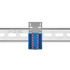 Блок распределительный с верт. адаптером на рейки шириной 15/35мм, зажим push-in, 12 точек подключения 2,5 кв.мм, синий