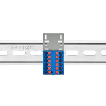 Блок распределительный с верт. адаптером на рейки шириной 15/35мм, зажим push-in, 12 точек подключения 2,5 кв.мм, синий