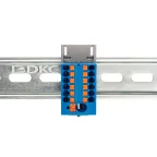 Блок распределительный с верт. адаптером на рейки шириной 15/35мм, зажим push-in, 1 ввод 6 кв.мм, 12 точек подключения 2,5 кв.мм, синий