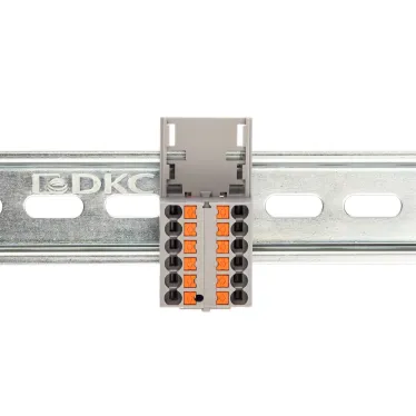 Блок распределительный с верт. адаптером на рейки шириной 15/35мм, зажим push-in, 12 точек подключения 2,5 кв.мм, серый