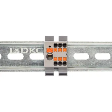 Блок распределительный с гориз. адаптером на рейку шириной 35мм, зажим push-in, 1 ввод 6 кв.мм, 6 точек подключения 2,5 кв.мм, серый