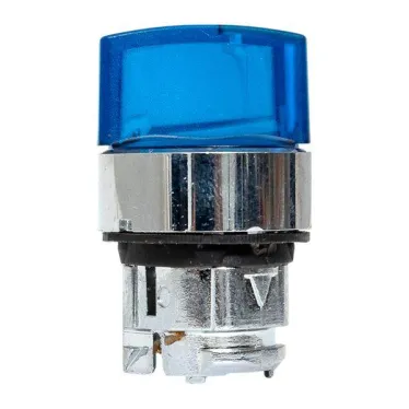 Исполнительный механизм переключателя ХB4 синий на 2 положения возвратный без фиксации, с подсветкой с короткой ручкойой IP65