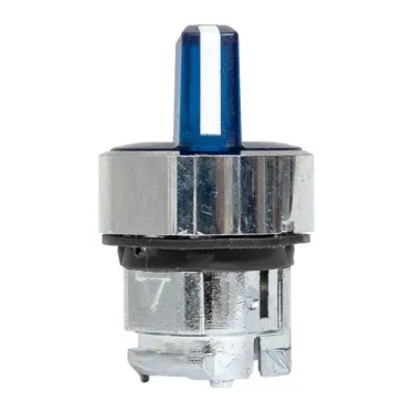 Исполнительный механизм переключателя ХB4 синий на 2 положения возвратный без фиксации, с подсветкой с короткой ручкойой IP65