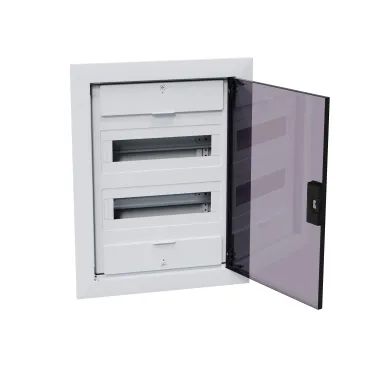 Щит распределительный встраиваемый с пласт. черной прозрачной дверцей на 24 модуля, OptiBox Pro 24-VKR-IP40