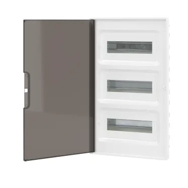 Щиток 36 мод встраиваемый FRAME, белый, с тонированной дверцей, с 4 шинами PEN (2шт на 8 отв. и 2шт на 10 отв.)