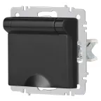 Розетка Intro Accent 6-203-05 2P+E Schuko с крышкой, 16А-250В, IP20, СУ, антрацит