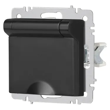 Розетка Intro Accent 6-203-05 2P+E Schuko с крышкой, 16А-250В, IP20, СУ, антрацит