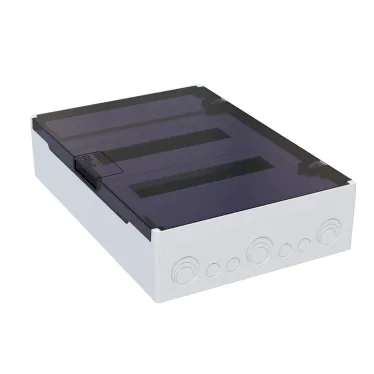 Щит распределительный навесной с пласт. черной прозрачной дверцей на 24 модуля, OptiBox Pro 24-NKR-IP40