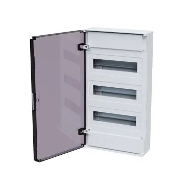 Щит распределительный навесной с пласт. черной прозрач. дверцей на 36 модулей, OptiBox Pro 36-NKR-IP40