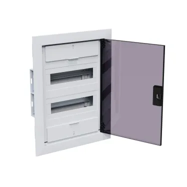 Щит распределительный встраиваемый с пласт. черной прозрачной дверцей на 24 модуля, OptiBox Pro 24-VKR-IP40