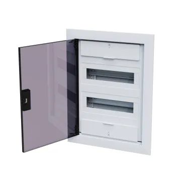 Щит распределительный встраиваемый с пласт. черной прозрачной дверцей на 24 модуля, OptiBox Pro 24-VKR-IP40