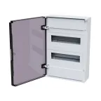 Щит распределительный навесной с пласт. черной прозрачной дверцей на 24 модуля, OptiBox Pro 24-NKR-IP40