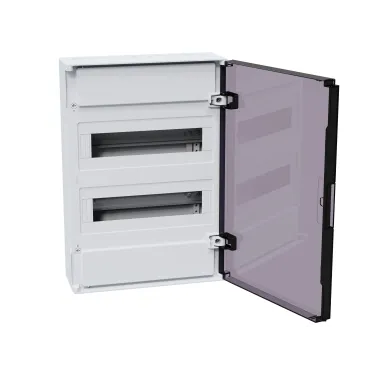 Щит распределительный навесной с пласт. черной прозрачной дверцей на 24 модуля, OptiBox Pro 24-NKR-IP40