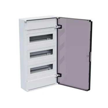 Щит распределительный навесной с пласт. черной прозрач. дверцей на 36 модулей, OptiBox Pro 36-NKR-IP40