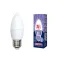 Лампа светодиодная LED-C37-9W/DW/E27/FR/NR Форма свеча, матовая. Серия Norma. Дневной белый свет (6500K). Картон. ТМ Volpe