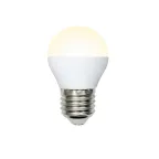 Лампа светодиодная LED-G45-9W/WW/E27/FR/NR Форма шар, матовая. Серия Norma. Теплый белый свет (3000K). Картон. ТМ Volpe
