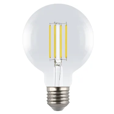 Лампа светодиодная 5 Вт Форма шар прозрачная Серия Яркая A++ Теплый белый свет 3000K Картон LED-G95-5W/3000K/E27/CL GLY01TR