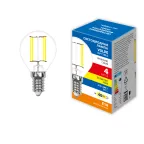 Лампа светодиодная LED-G45-4W-3000K-E14-CL-SLF