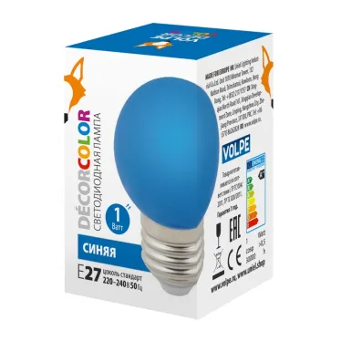 Лампа декоративная светодиодная LED-G45-1W/BLUE/E27/FR/С Форма шар матовая Цвет синий Картон