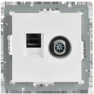 BRITE Розетка двойная TV+RJ45 кат.5E РТВ/РК12-БрАБ арктический белый IEK