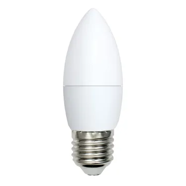 Лампа светодиодная LED-C37-9W/DW/E27/FR/NR Форма свеча, матовая. Серия Norma. Дневной белый свет (6500K). Картон. ТМ Volpe