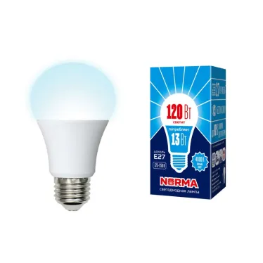 Лампа светодиодная LED-A60-13W/NW/E27/FR/NR Форма A, матовая. Norma. (4000K).