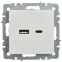 BRITE Розетка USB A+C 18Вт РЮ11-1-БрБ белый