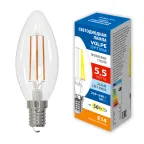Лампа светодиодная Форма свеча прозрачная Белый свет 4000K LED-C35-5,5W/4000K/E14/CL/SLF