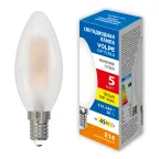 Лампа светодиодная. LED-C35-5W/3000K/E14/FR/SLF Форма свеча, матовая. Теплый белый свет (3000K). ТМ Volpe
