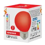 Лампа декоративная светодиодная LED-G60-3W/RED/E27/FR/С Форма шар матовая Цвет красный Картон ТМ Volpe