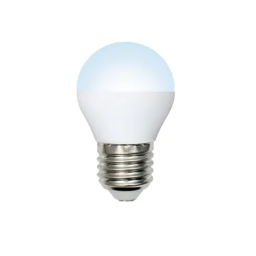 Лампа светодиодная LED-G45-7W/DW/E27/FR/NR Форма шар, матовая. Серия Norma. Дневной белый свет (6500K). Картон. ТМ Volpe
