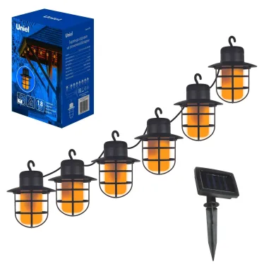 Гирлянда садовая на солнечной батарее USL-S-121/PT2500 LANTERNS Фонарики 72 светодиода Эффект пламени 1*АА Ni-Mh аккумулятор в/к IP44