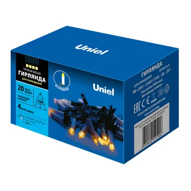 Гирлянда светодиодная Свечки 4м 20 светодиодов Теплый белый свет Постоянное свечение Провод зеленыйULD-S0400-020/SGA WARM WHITE IP20 CANDLES