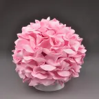 Светильник светодиодный со сменной лампой (в/к) Гортензия Белый/Светлая роза E27, теплый белый свет (3000K). Плафон D150мм, прозрачный. Белое основание. TM