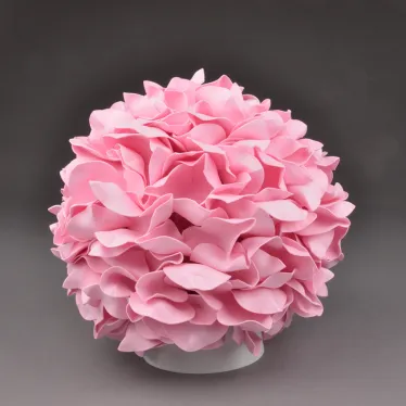 Светильник светодиодный со сменной лампой (в/к) Гортензия Белый/Светлая роза E27, теплый белый свет (3000K). Плафон D150мм, прозрачный. Белое основание. TM