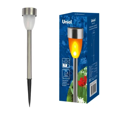 Светильник садовый на солнечной батарее USL-S-187/мм360 METAL TORCH металлический факел 10 светодиодов Эффект пламени 1хААA Ni-Mh аккумулятор в/к IP44