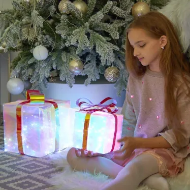 ULD-R509 USB GIFTBOX SET Светильник декоративный «Коробки с подарками», с USB проводом. Набор из 3штук. 300 светодиодов. Белый свет. Цвет корпуса радужный. TM Uniel