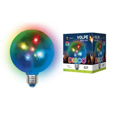 Светильник светодиодный Свечение 3D звёзды 220В Диаметр 10см ULI-Q310 1,5W/RGB/Е27 ДИСКО ШАР 3D