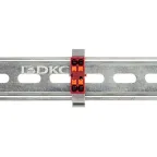 Блок распределительный с гориз. адаптером на рейку шириной 35мм, зажим push-in, 4 точки подключения 2,5 кв.мм, красный