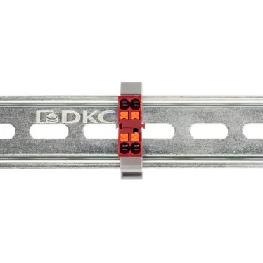 Блок распределительный с гориз. адаптером на рейку шириной 35мм, зажим push-in, 4 точки подключения 2,5 кв.мм, красный