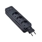 Удлинитель серии Travel шнур 1,8м 3 гнездa 10A без заземления 2USB+2TYPE C 3,1A Черный ТМ Uniel S-CT3-1,8UC BLACK
