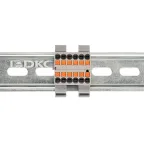 Блок распределительный с гориз. адаптером на рейку шириной 35мм, зажим push-in, 12 точек подключения 2,5 кв.мм, серый