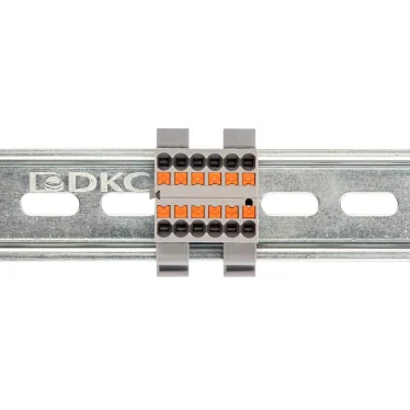 Блок распределительный с гориз. адаптером на рейку шириной 35мм, зажим push-in, 12 точек подключения 2,5 кв.мм, серый