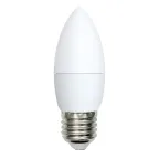 Лампа светодиодная LED-C37-9W/WW/E27/FR/NR Форма свеча, матовая. Серия Norma. Теплый белый свет (3000K). Картон. ТМ Volpe