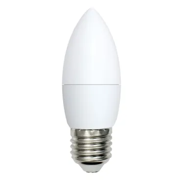 Лампа светодиодная LED-C37-9W/WW/E27/FR/NR Форма свеча, матовая. Серия Norma. Теплый белый свет (3000K). Картон. ТМ Volpe
